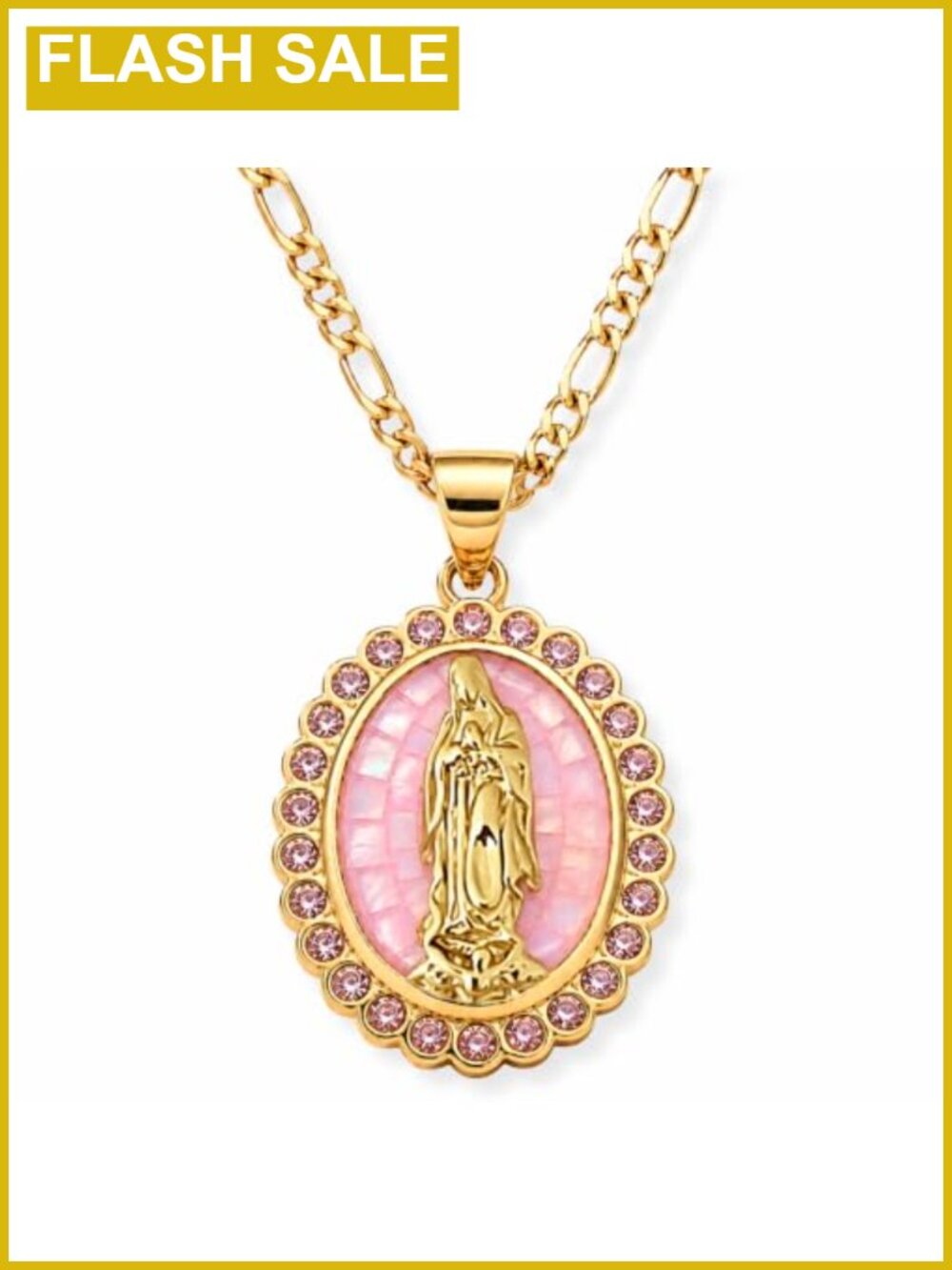 18K Gold Plated Virgin Mary Necklace Catholic Christian Jewelry for Women